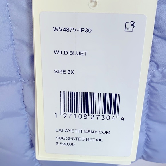 Lafayette 148 NY Recycled Poly Reversible Puffer Vest 3X NWT Wild Bluet - Picture 9 of 12